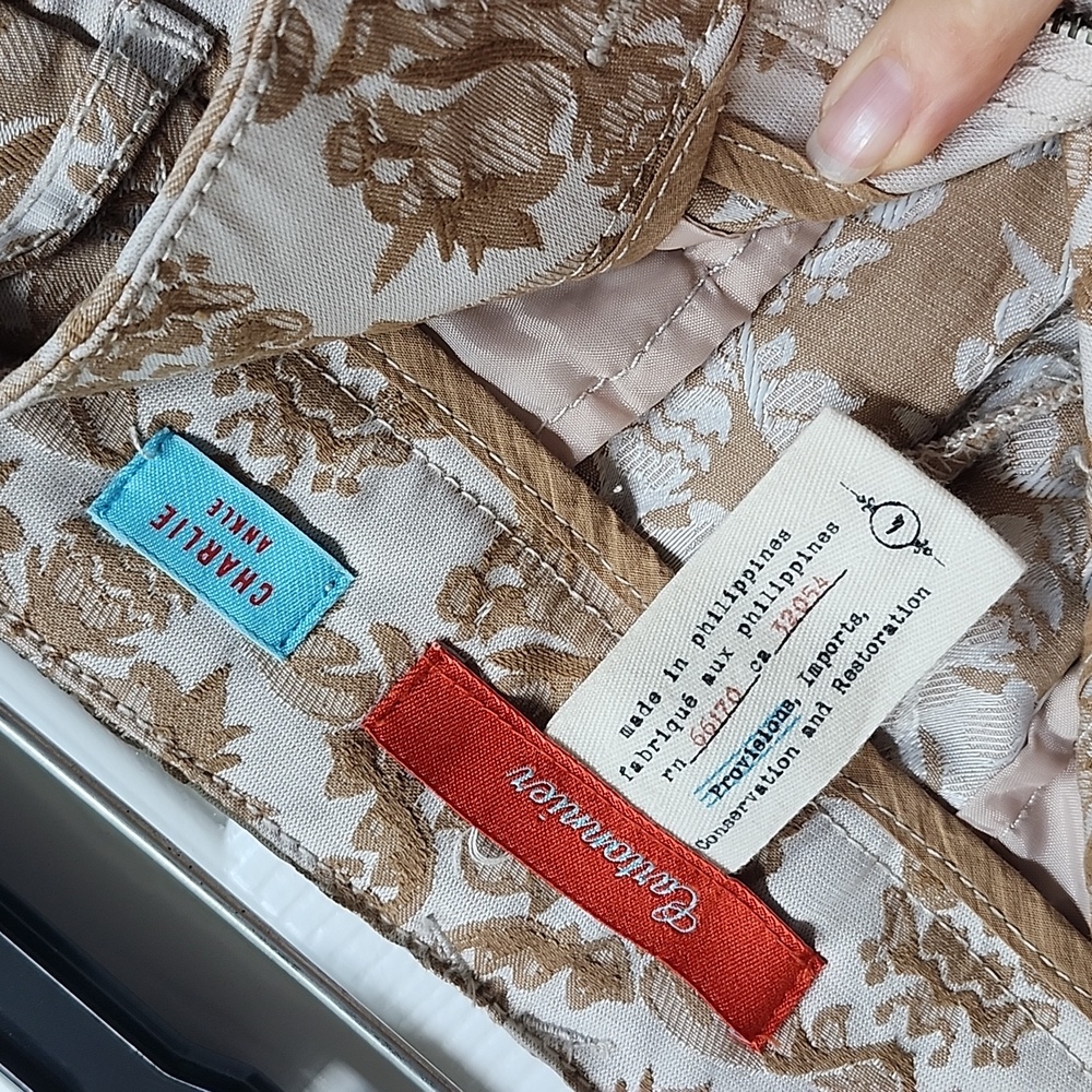 Cartonnier Cream Patterned Ankle Pants - Picture 6 of 7